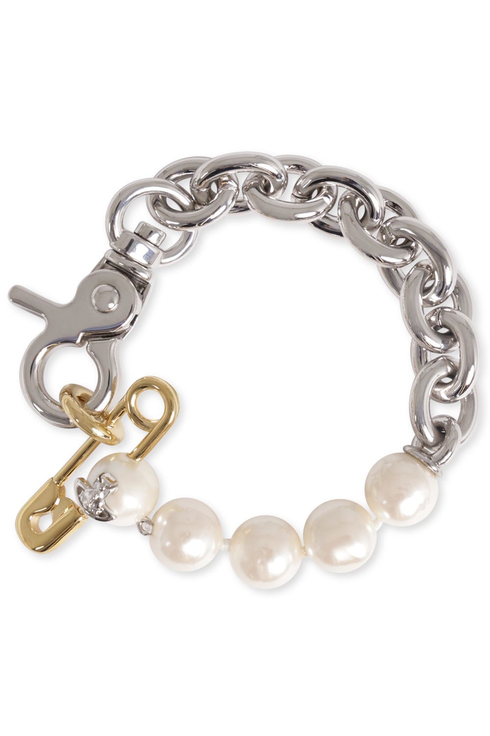 CLAUDE SAFETY PEARL BRACELET | GOLD/SILVER/WHITE - 1