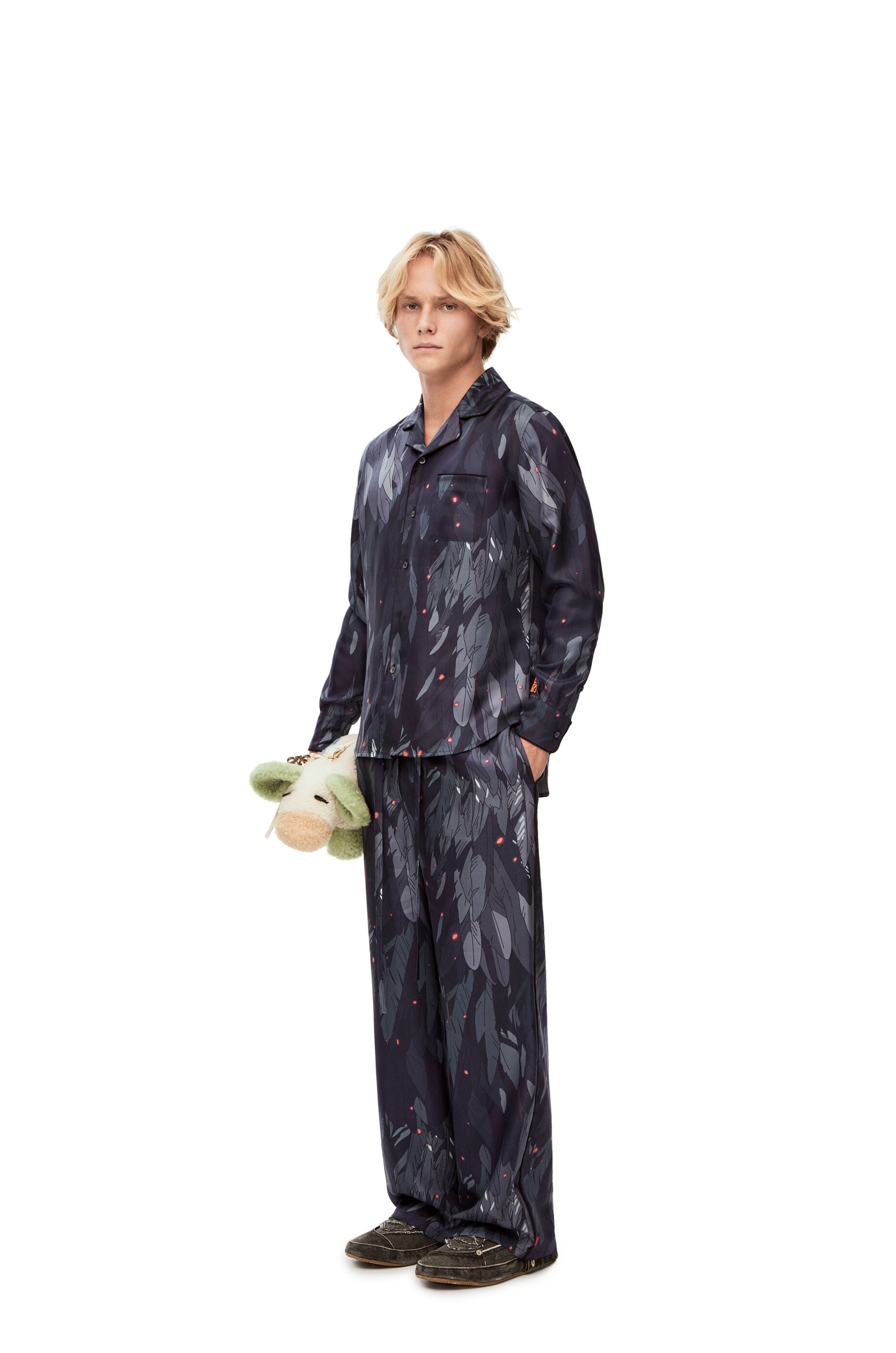 Feathers pyjama blouse in silk - 2