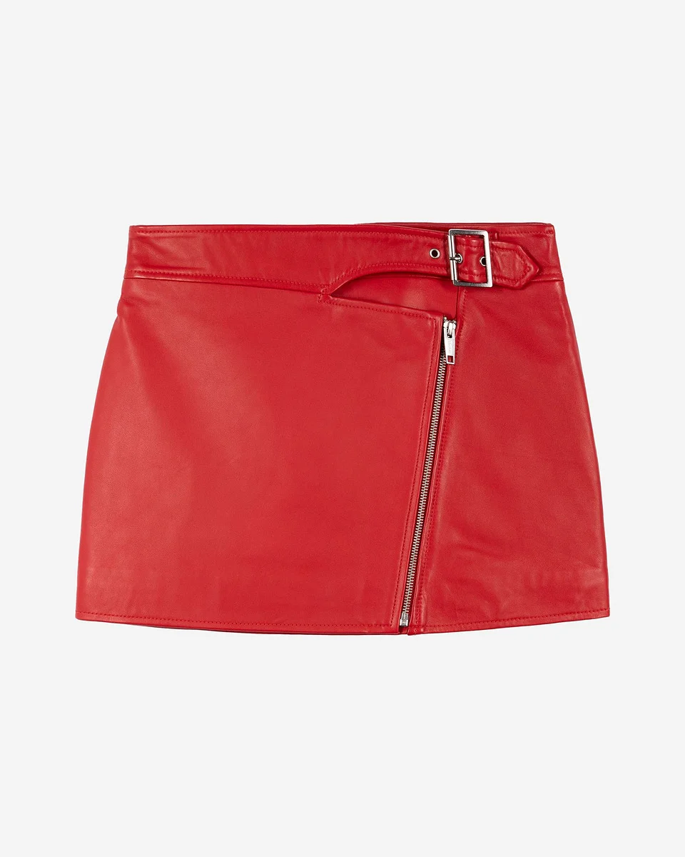 LEATHER SKIRT WITH RED ZIP - 1