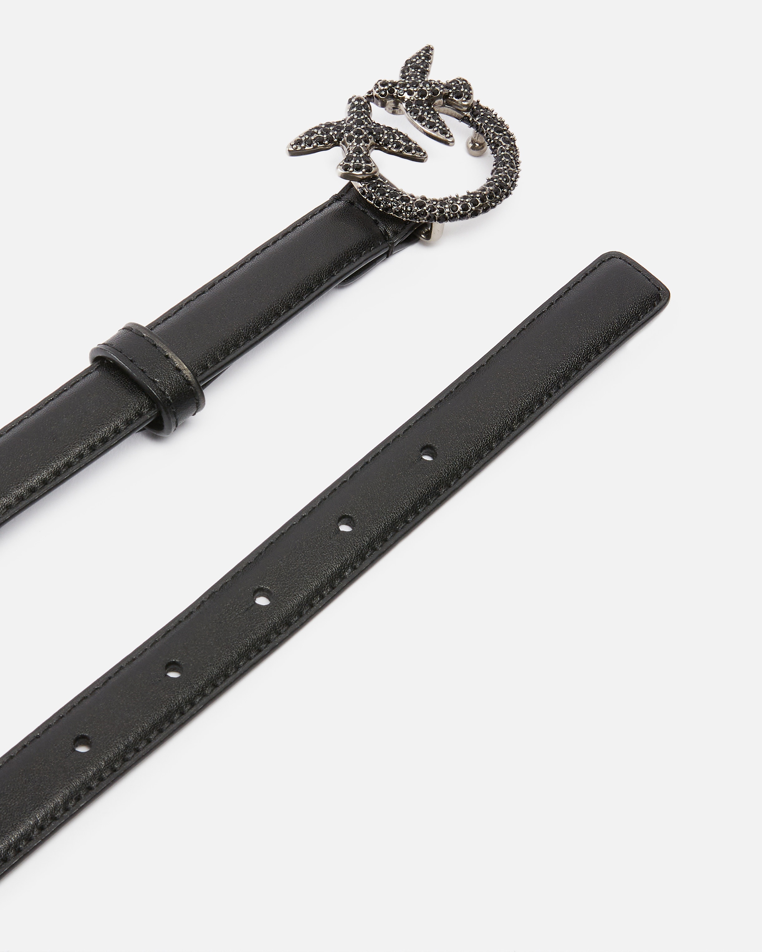 THIN LEATHER 2 CM BELT WITH JEWEL BUCKLE - 3