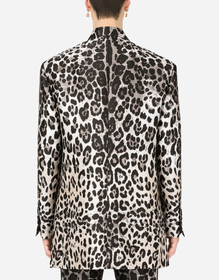 Oversize double-breasted jacket with leopard print - 2