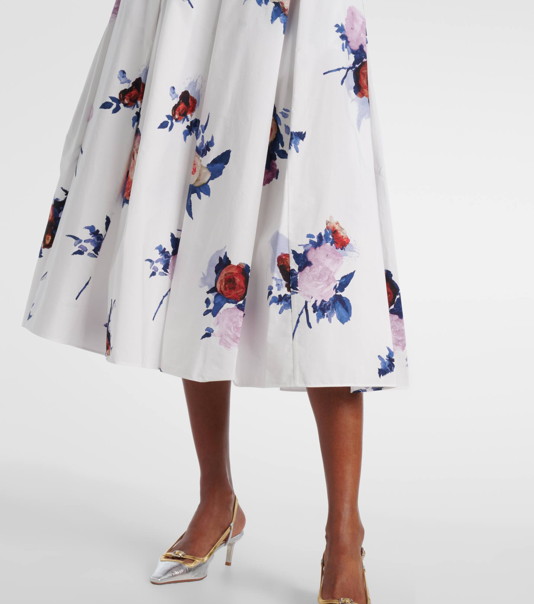 Floral cotton poplin midi skirt - 5