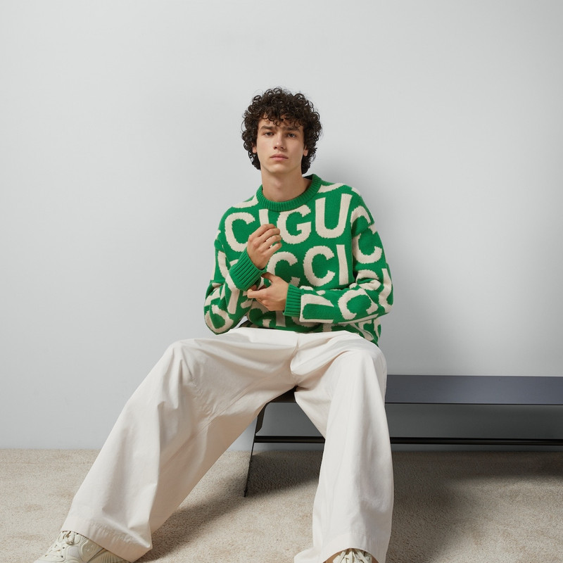 GUCCI Wool sweater with Gucci intarsia outlook