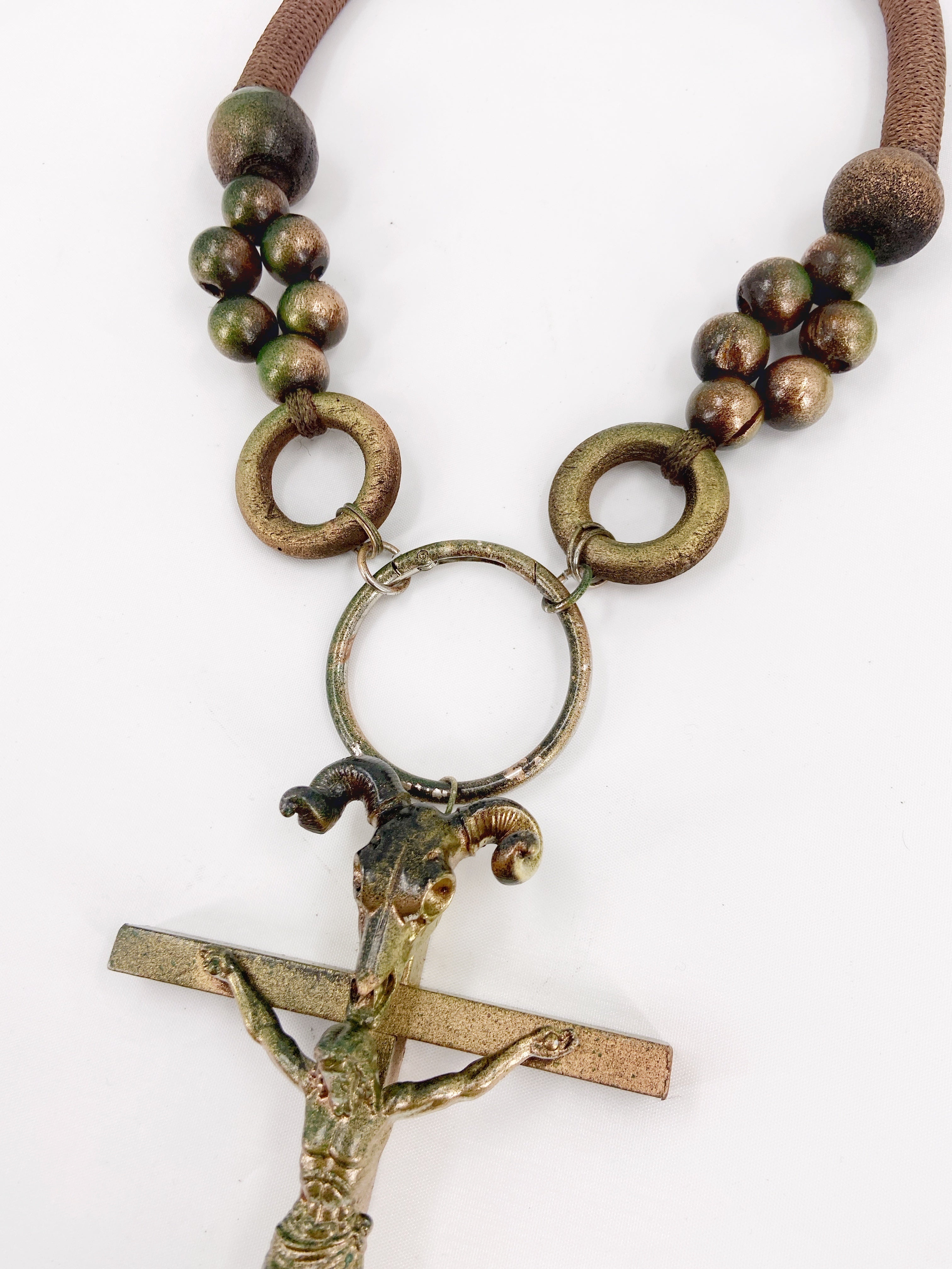 Jean Paul Gaultier 90S Sample 1/1 XXL Crucifix Cross Skull Giant Beaded Rings Necklace - 11