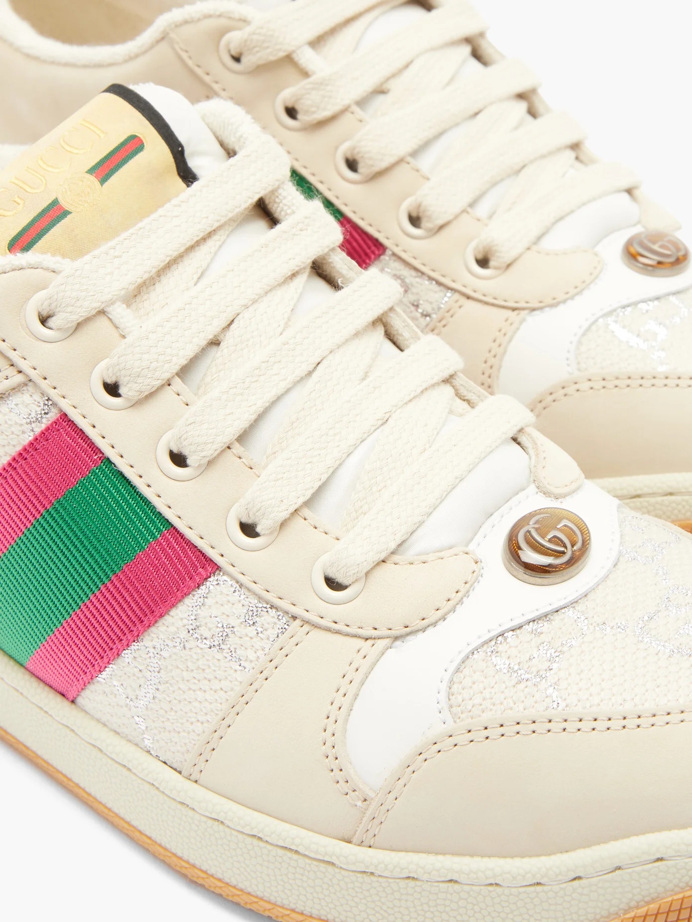 Screener GG-monogram leather and lamé trainers - 6