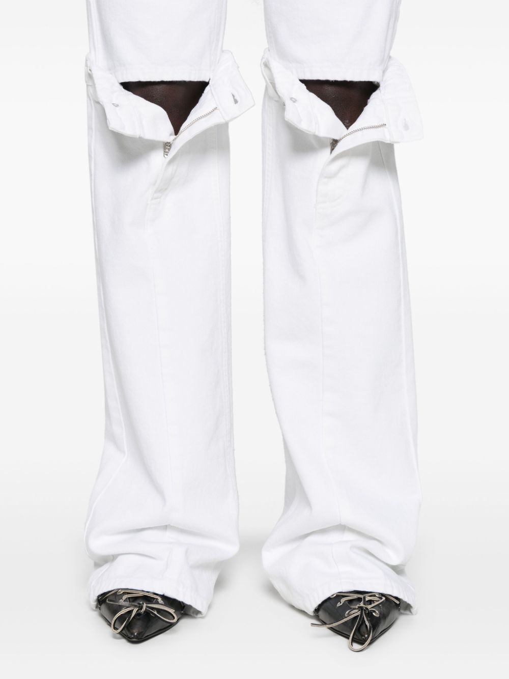 open-knee flared jeans - 5