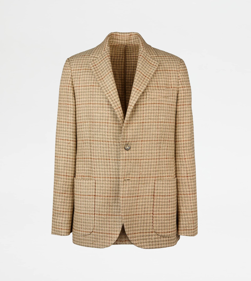BLAZER IN SILK BLEND LINEN - BEIGE 1