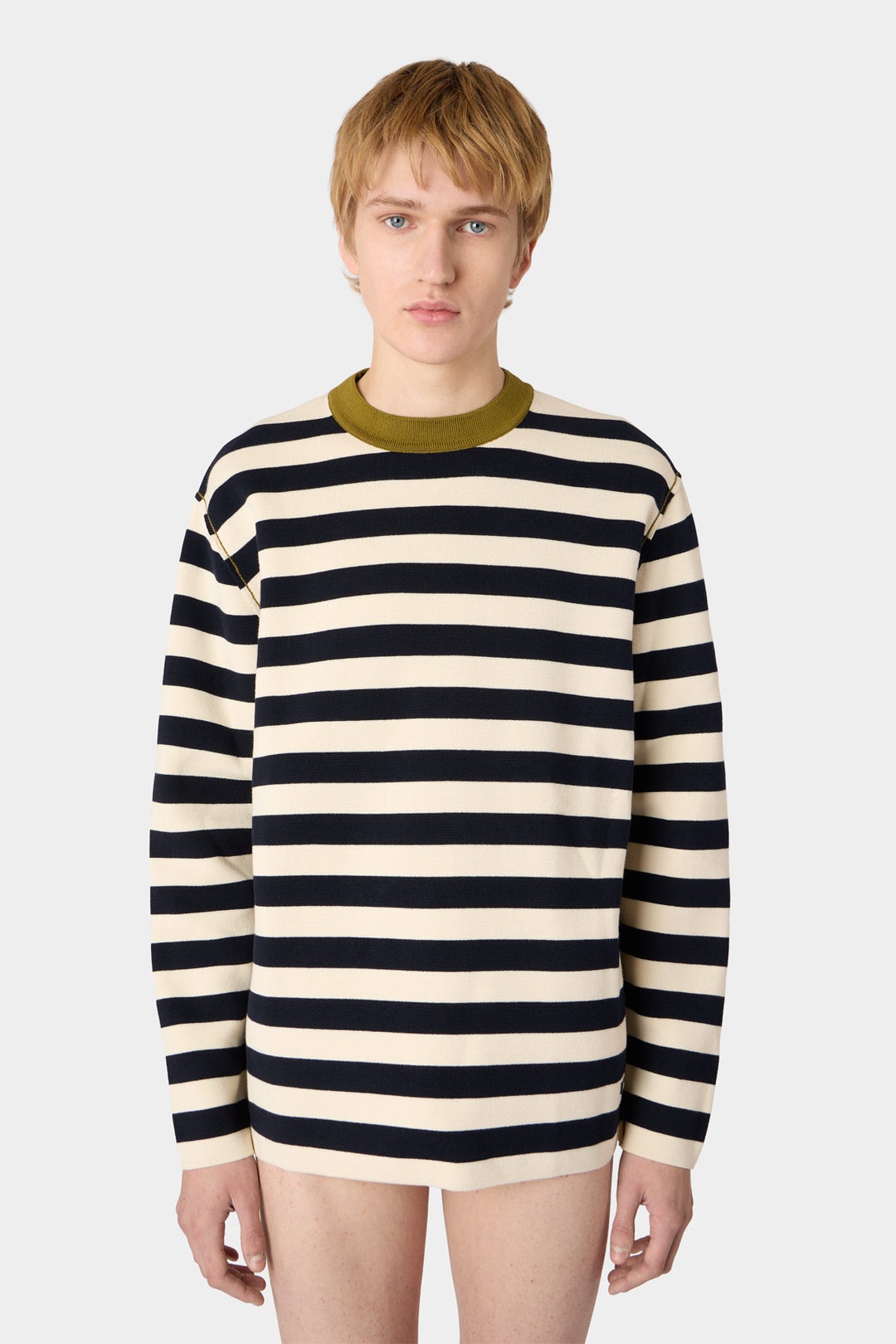 MAGLIAUNITA LONGSLEEVE T-SHIRT / cream & dark navy stripes - 1