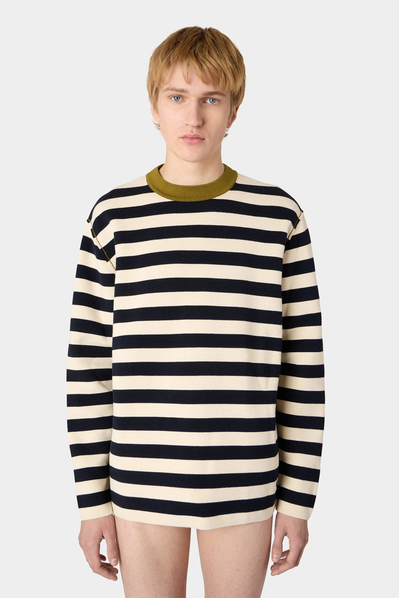 MAGLIAUNITA LONGSLEEVE T-SHIRT / cream & dark navy stripes 1