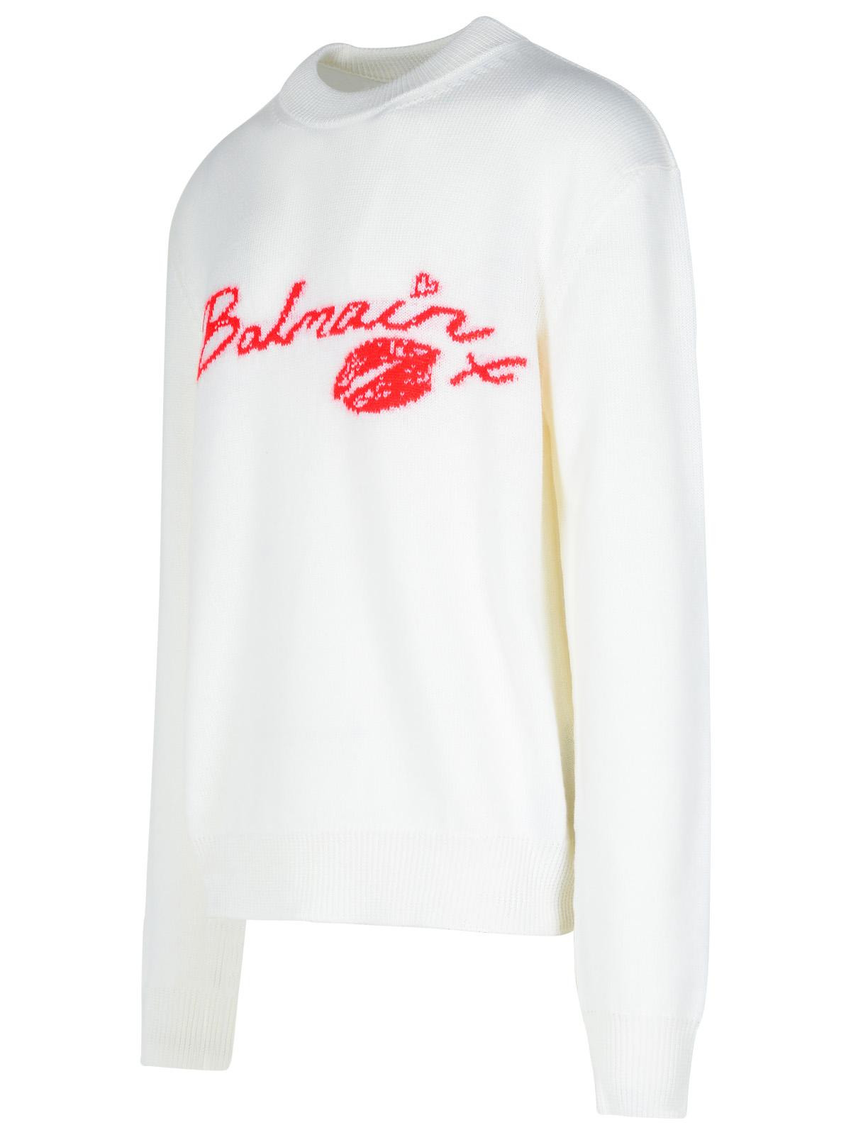 Balmain 'Kiss' White Wool Sweater Men - 2