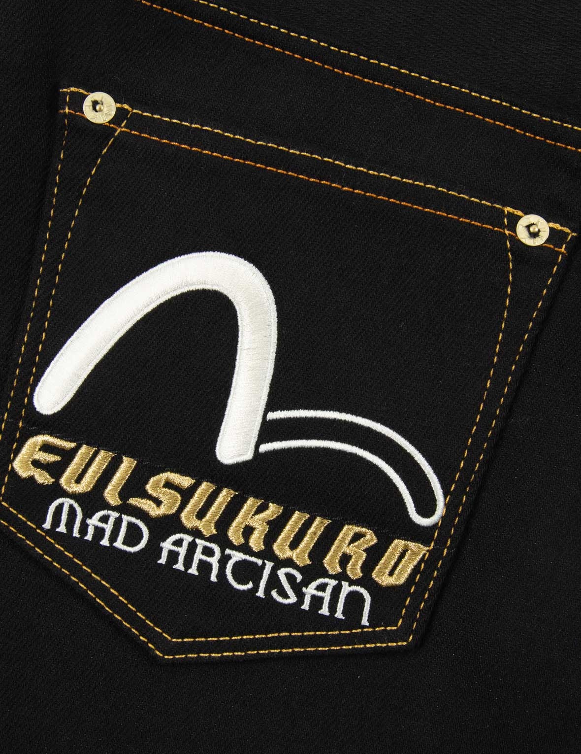 Hannya and The Great Wave Embroidery Denim Jogger Pants - 14
