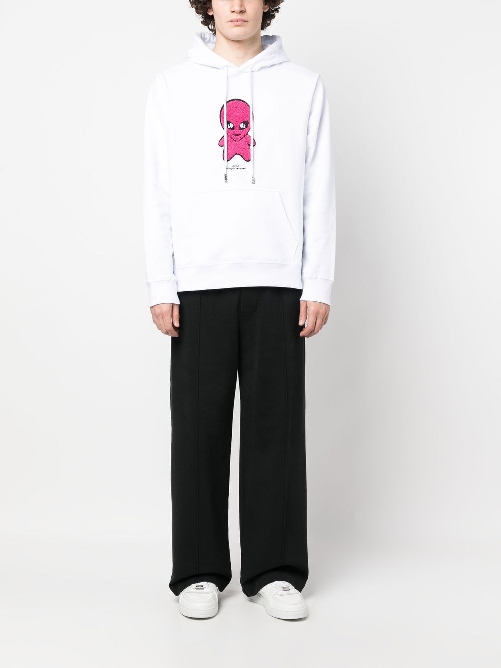 cotton alien-patch drawstring hoodie - 2