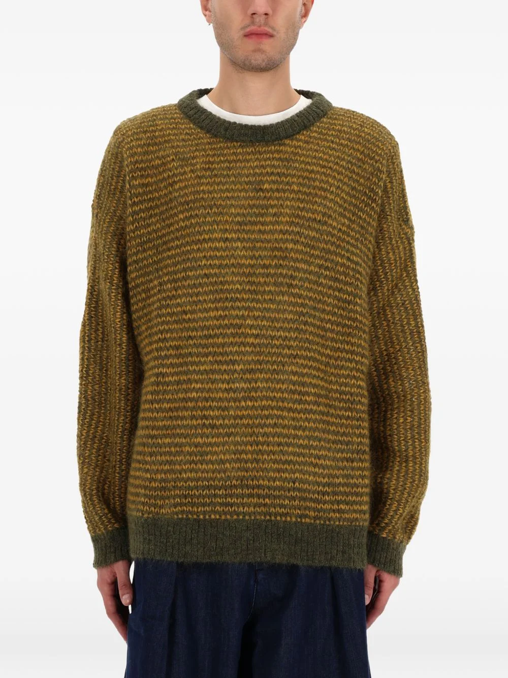 striped crew neck sweater - 1