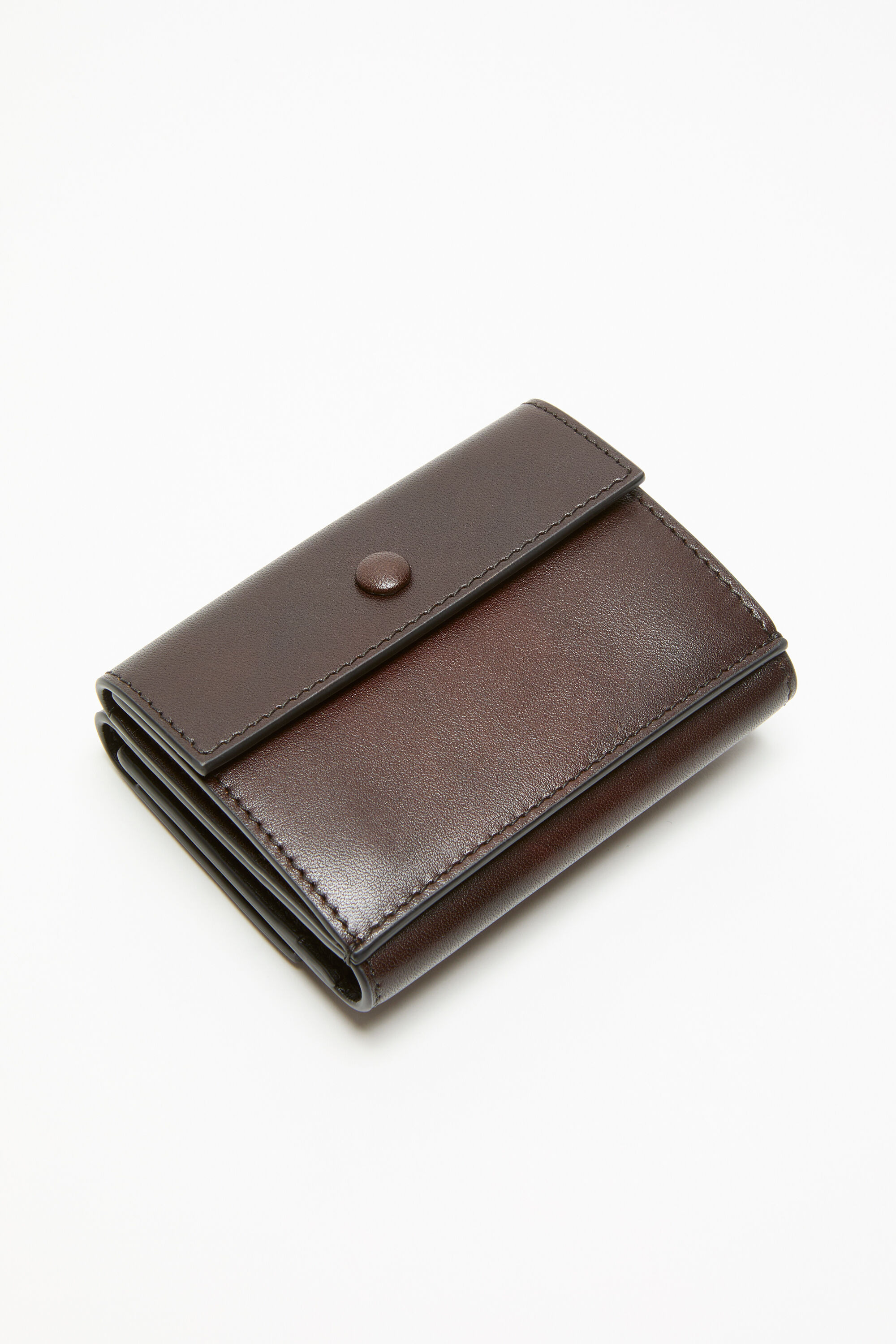 Trifold leather wallet - Dark brown - 4