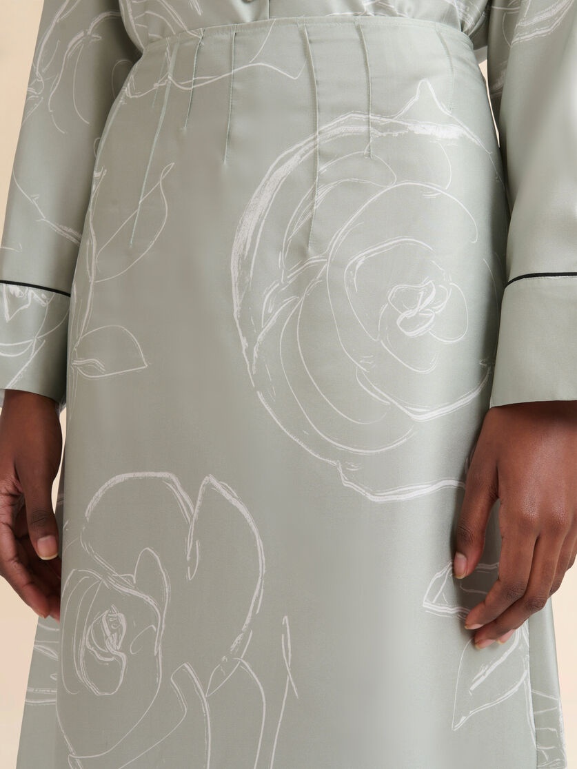 GREEN SILK SKIRT WITH AURORA PRINT - 4