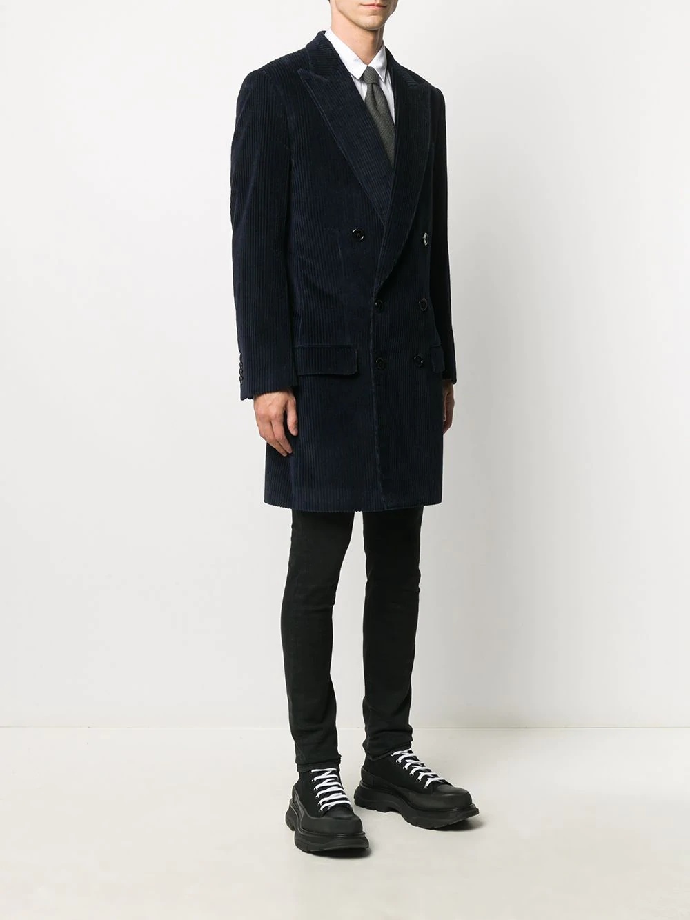 double-breasted tailored coat - 3