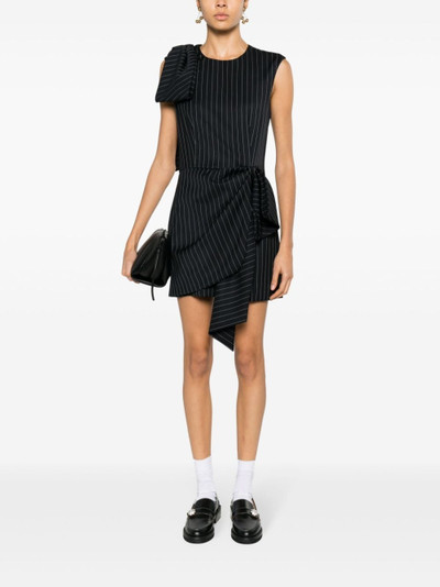 MSGM bow-detailed pinstriped-pattern dress outlook