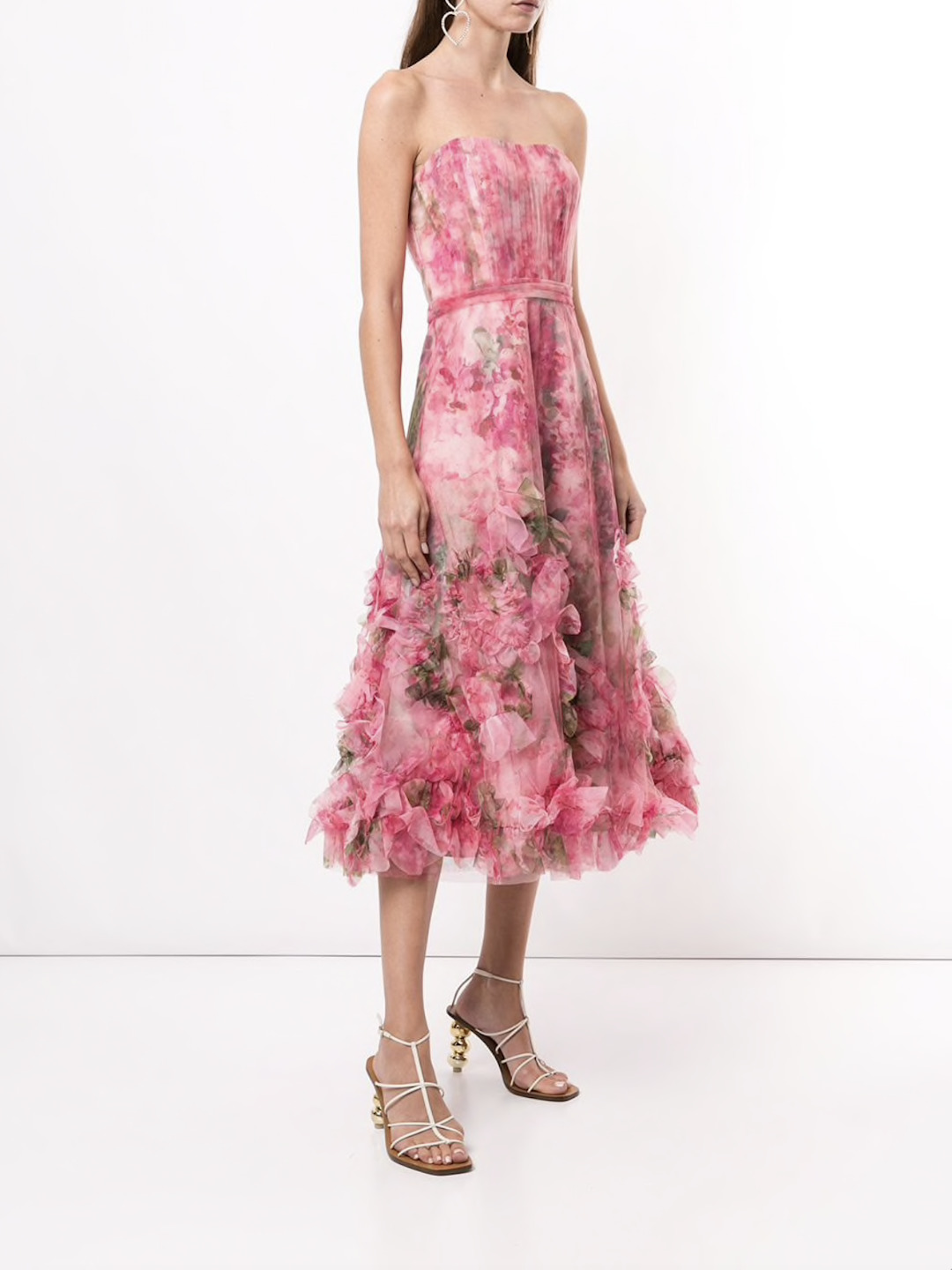 FLORAL PRINT RUFFLED TRIM GOWN - 2
