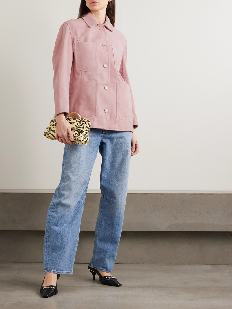 NOUR HAMMOUR Seleste Paneled Distressed Suede Jacket outlook