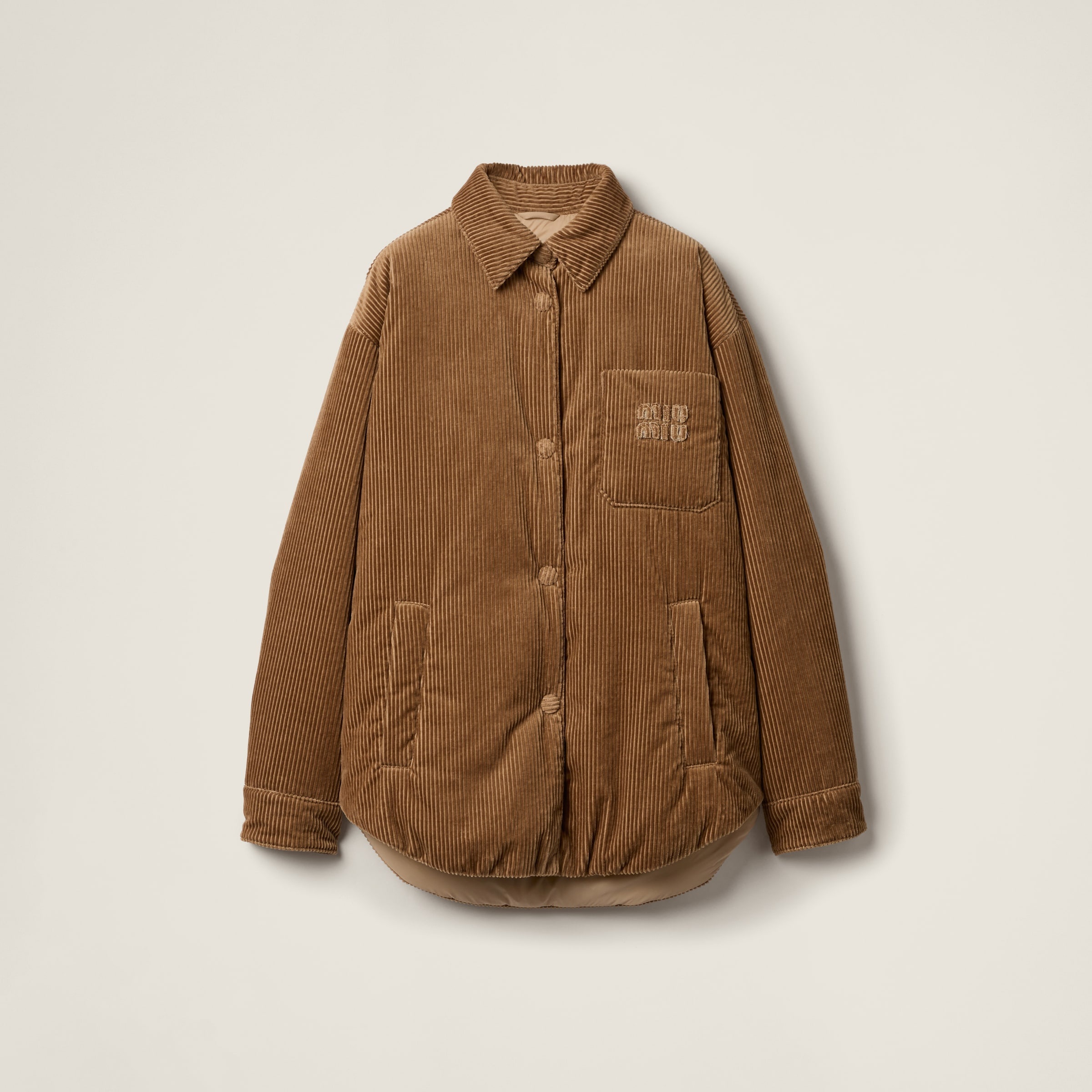 関税込 MiuMiu Medium-weight corduroy down jacket Miu Miu Medium-weight corduroy down jacket | miumiu | REVERSIBLE