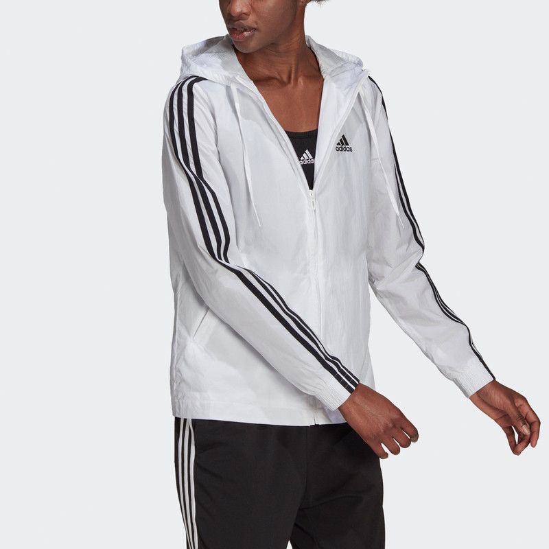 (WMNS) adidas Essentials 3-Stripes Windbreaker Asia Sizing 'White Black' H10243 5