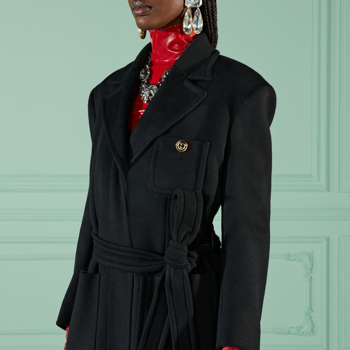 Wool coat with belt - 3
