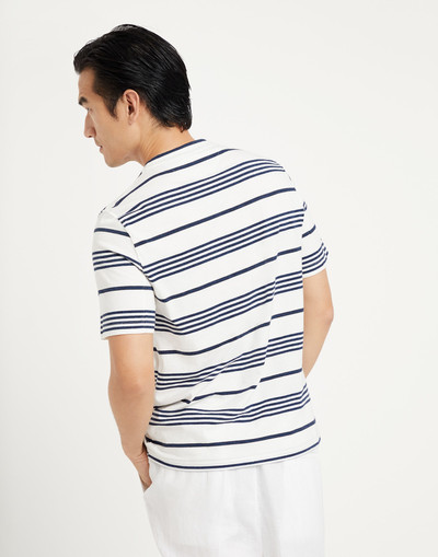 Brunello Cucinelli Cotton multi stripe jersey crew neck T-shirt outlook