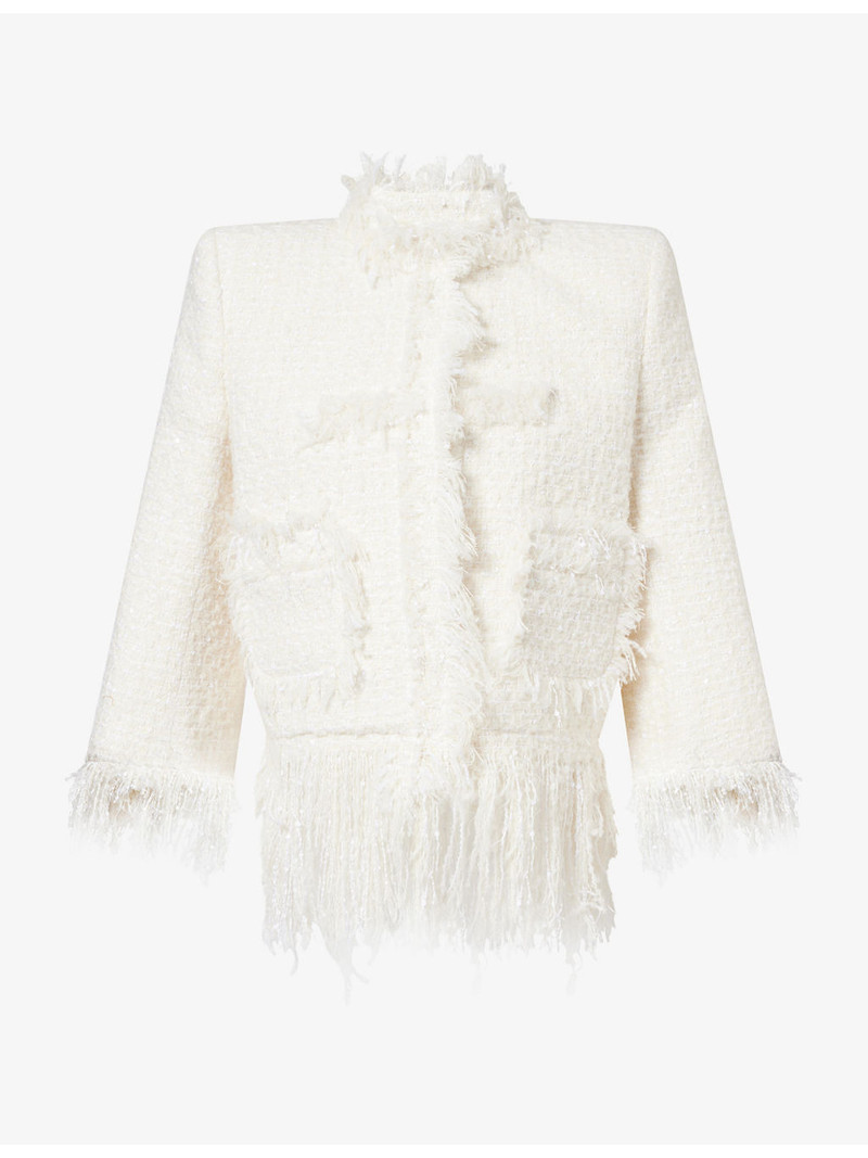 Mademoiselle Fringed-Hem Tweed Jacket 1