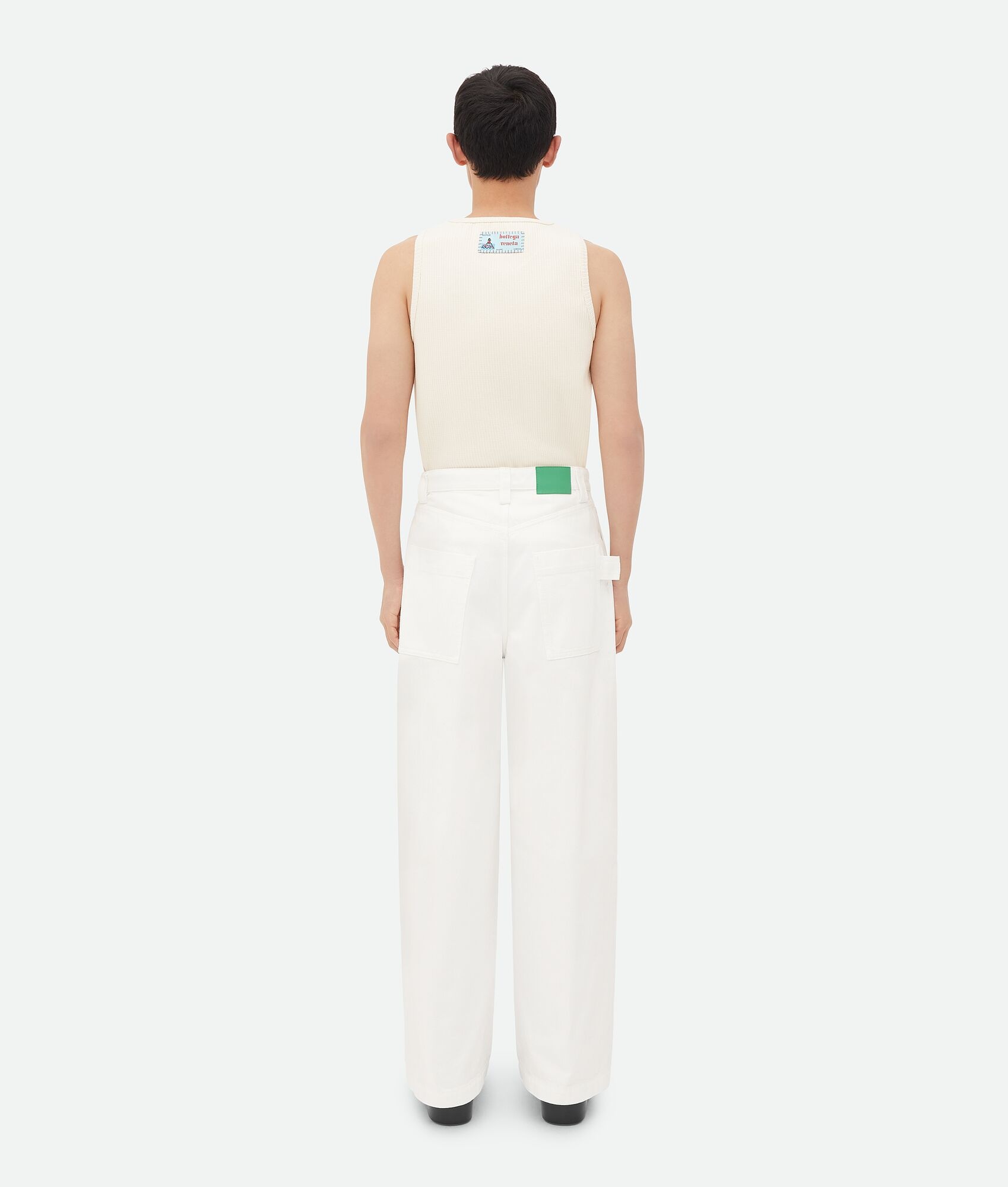 White Pleated Denim Trousers - 3