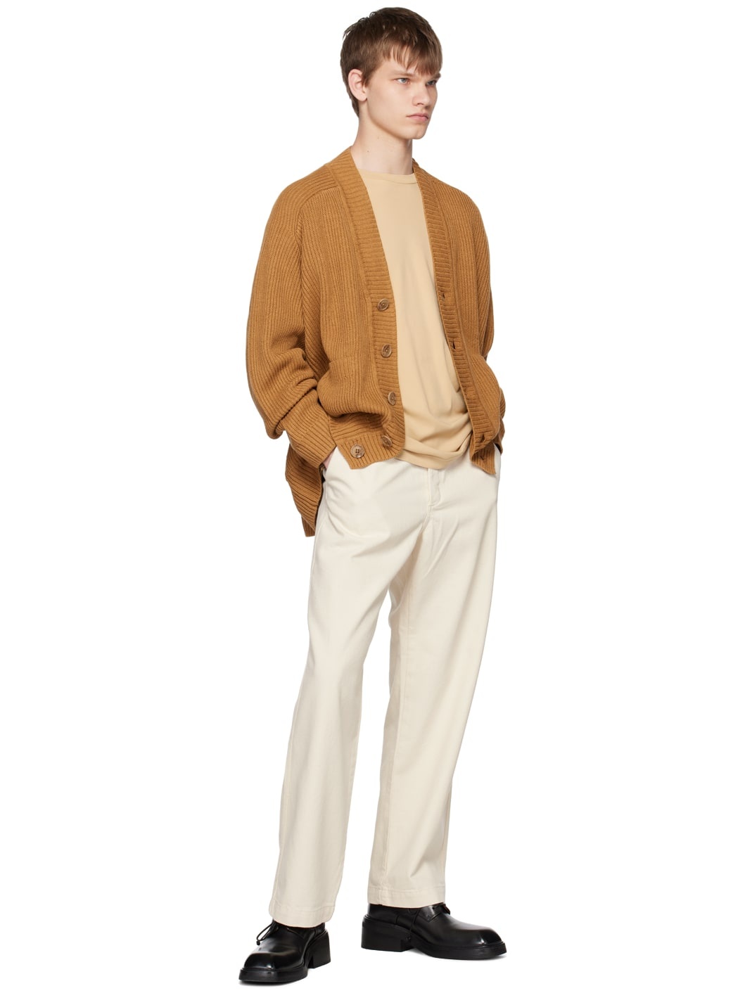 Beige Flame Clean Long Sleeve T-Shirt - 4
