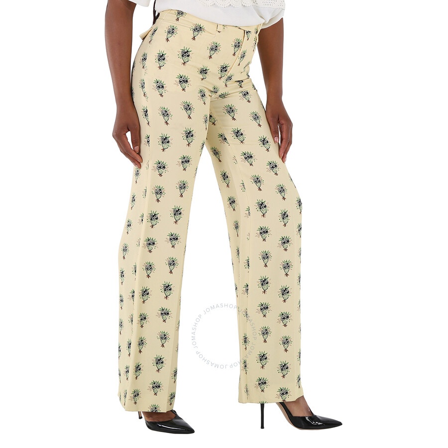 Chloe Ladies Soft Powder Crepe Floral Pants - 4