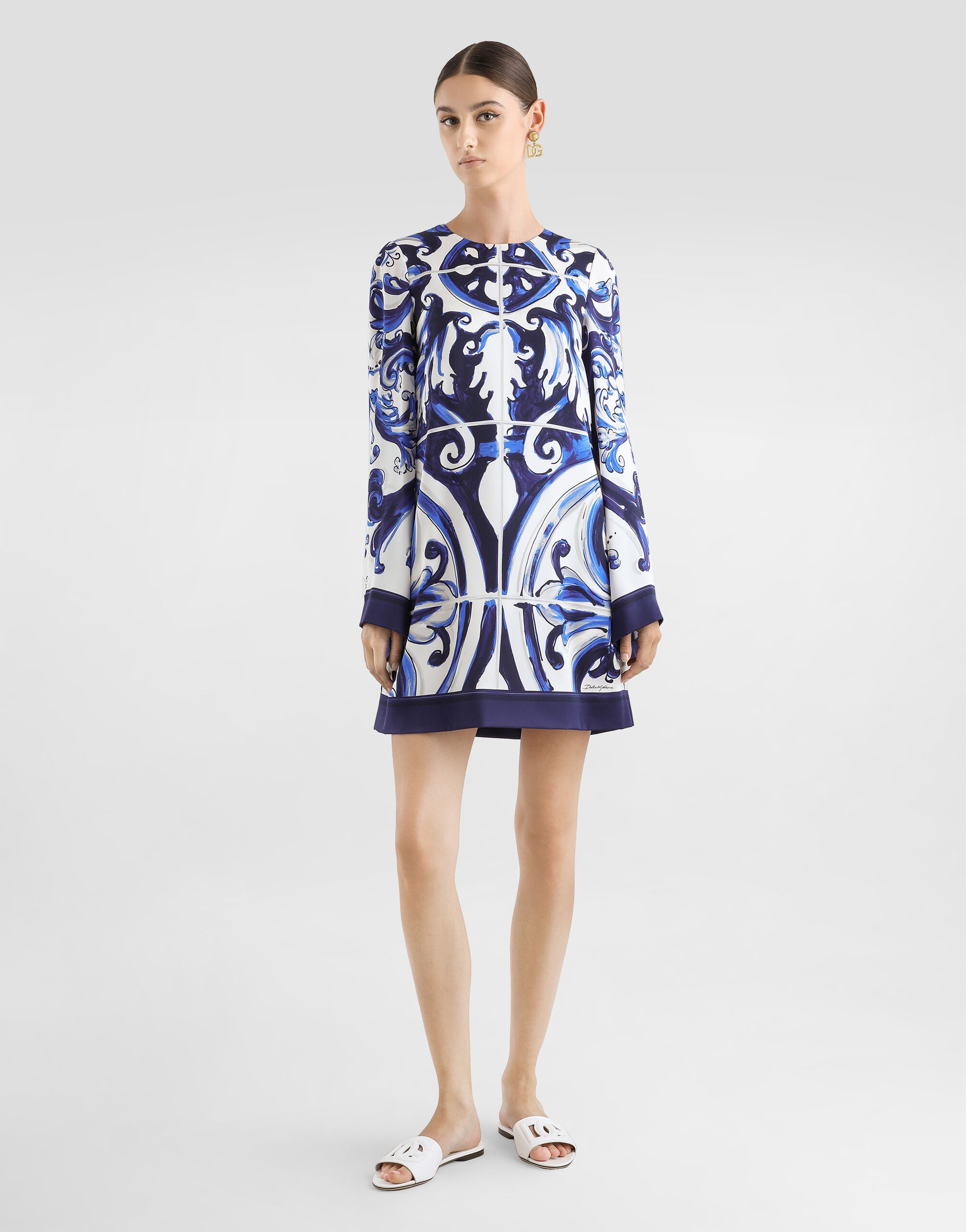Majolica-print charmeuse dress - 2