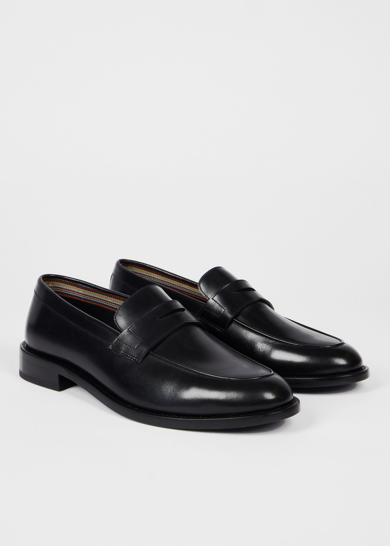 Black Leather 'Benito' Loafers 4