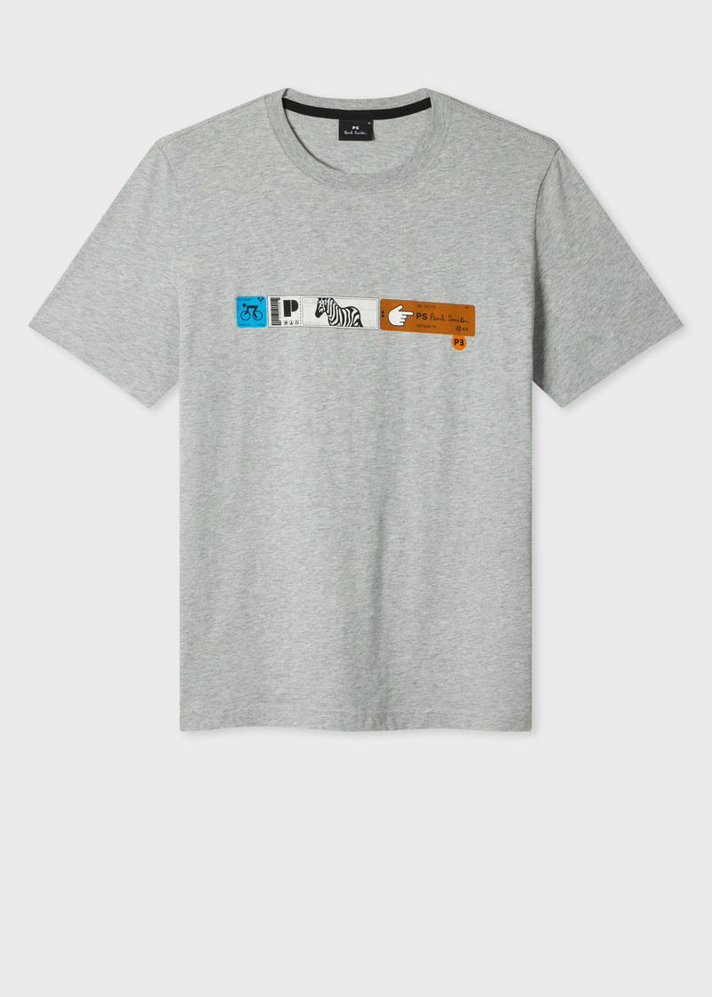 Grey Marl 'Tickets' Print T-Shirt 1