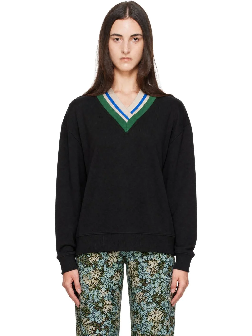 Black Layered V-Neck Sweater - 1