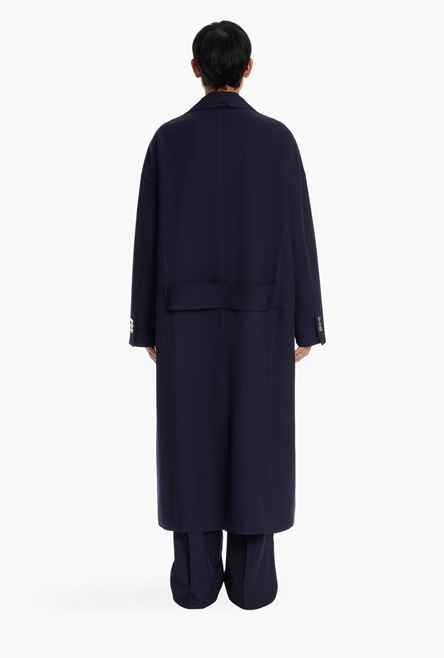 Navy blue double-breasted wool coat - 3