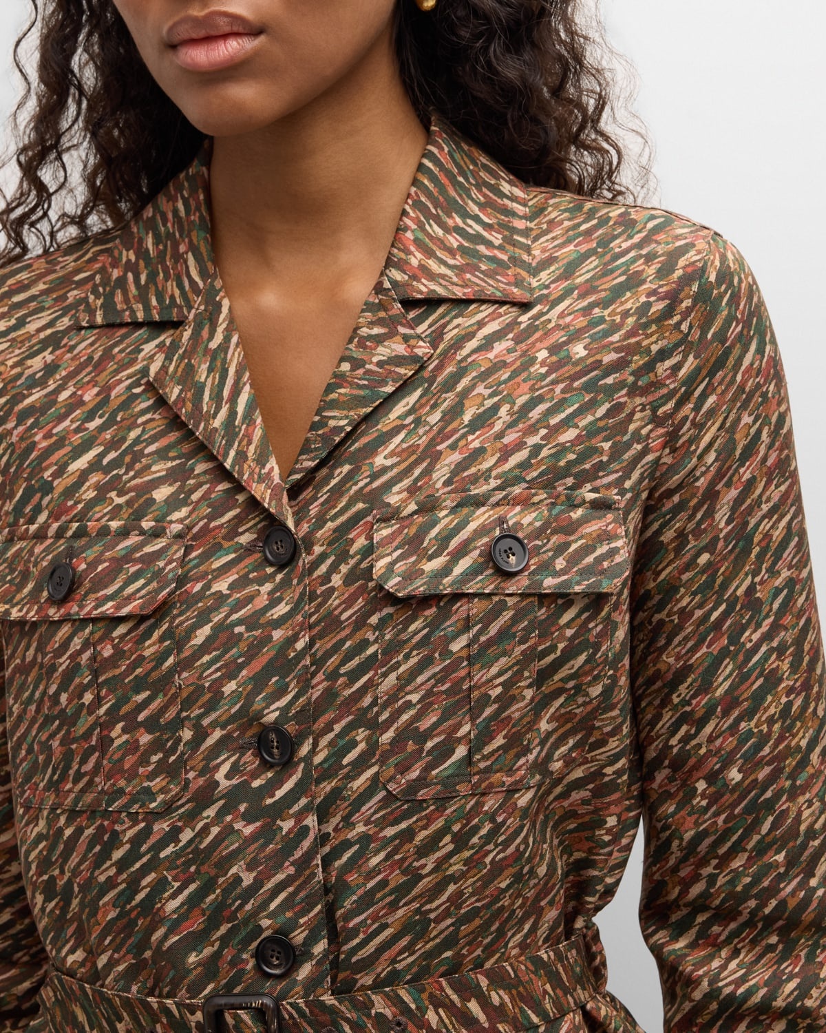 Deanna Belted Andre-Print Shirt Jacket - 5