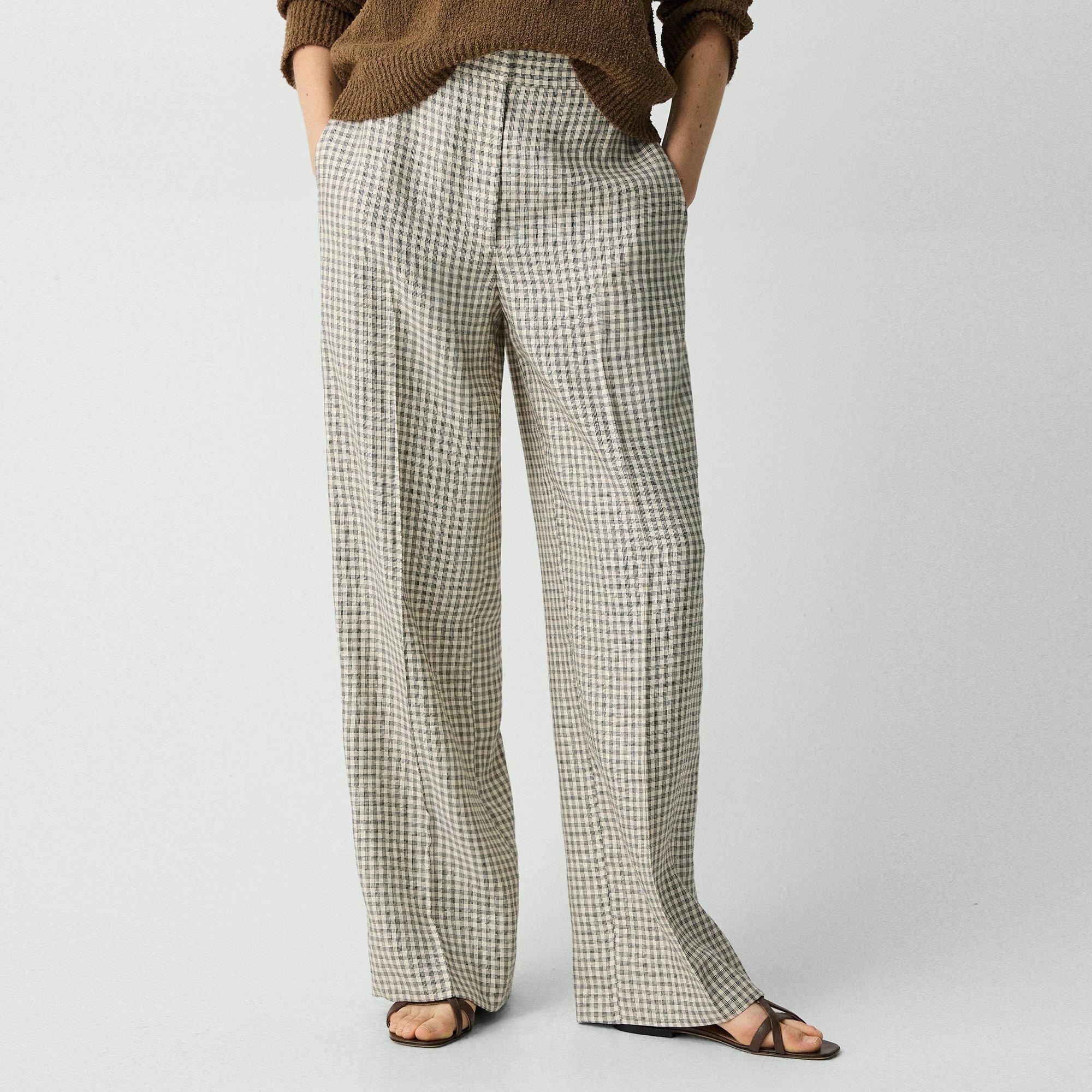 Straight Pant in Checked Linen-Blend - 5
