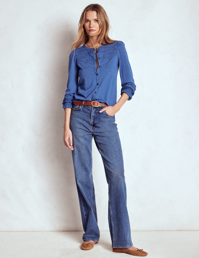 Pippa Broderie Jersey Shirt-Denim Blue 5