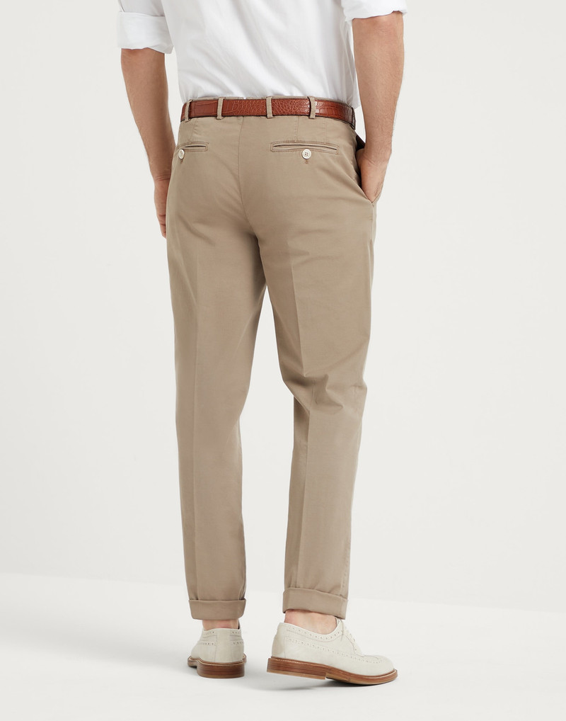 Brunello Cucinelli Garment-dyed Italian fit trousers in American Pima comfort cotton gabardine outlook