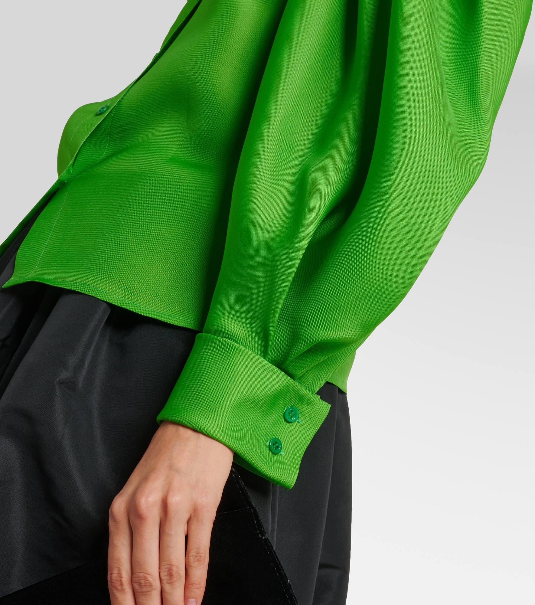 Puff-sleeve silk blouse - 5