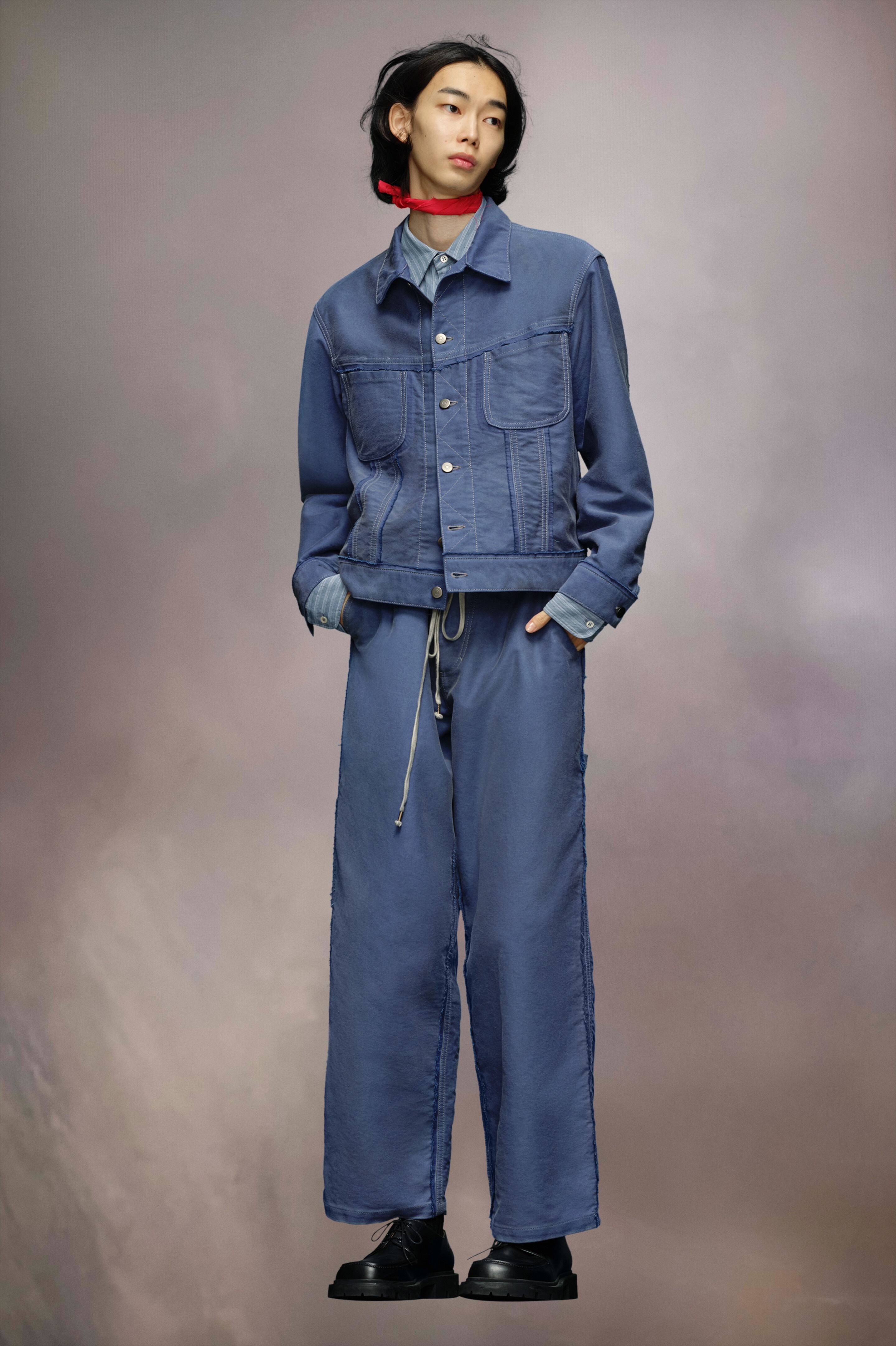 Maison Margiela moleskin Jacket Blouse Men Size 46 Blue 23SS