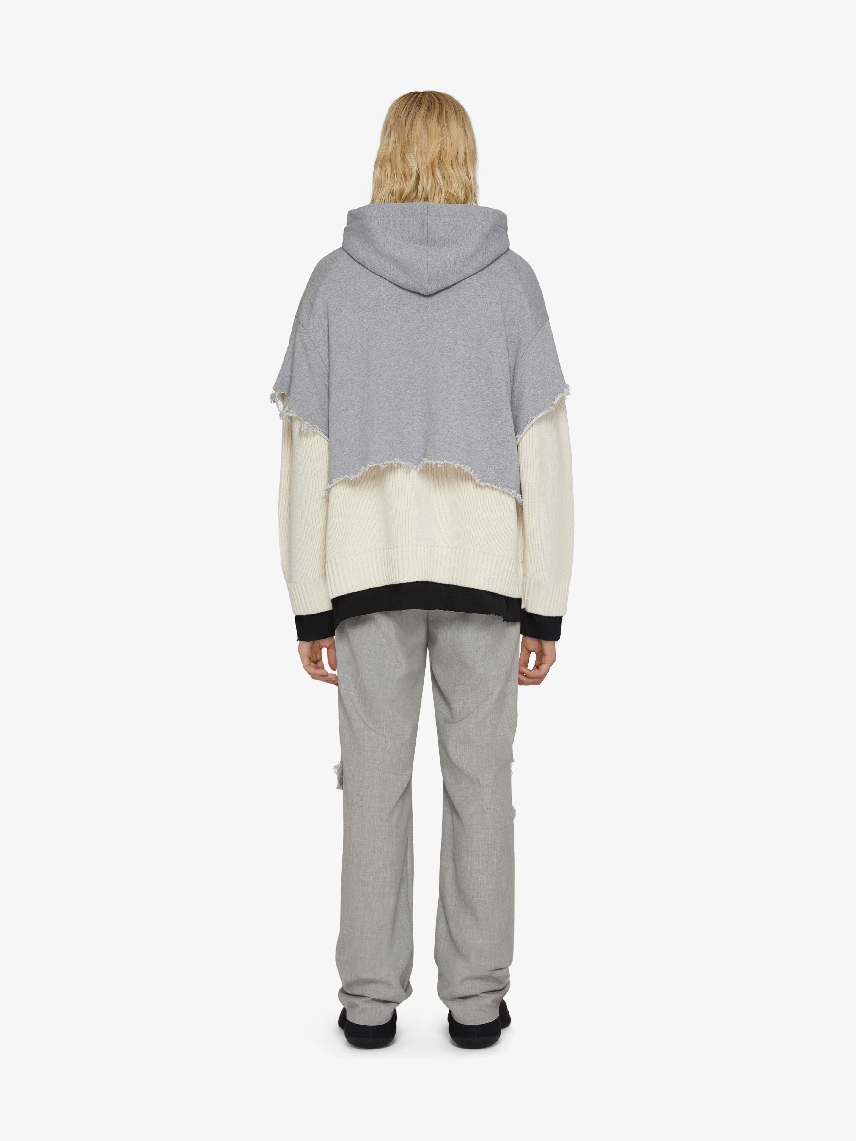 CUT & LAYER HOODIE IN WOOL AND COTTON - 4