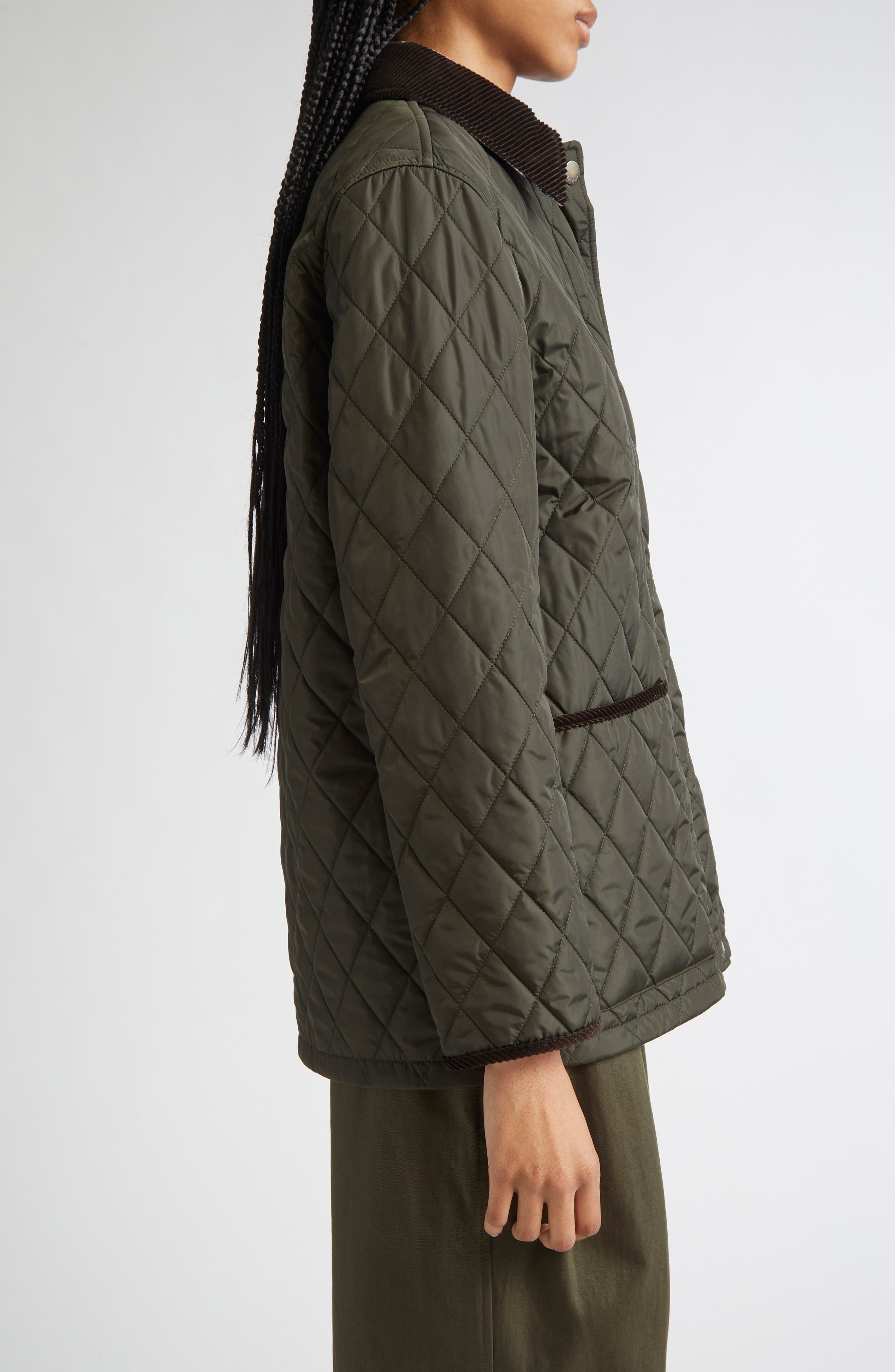 burberry Quilted Nylon Coat in Shale/Brush Ip Check at Nordstrom - 4