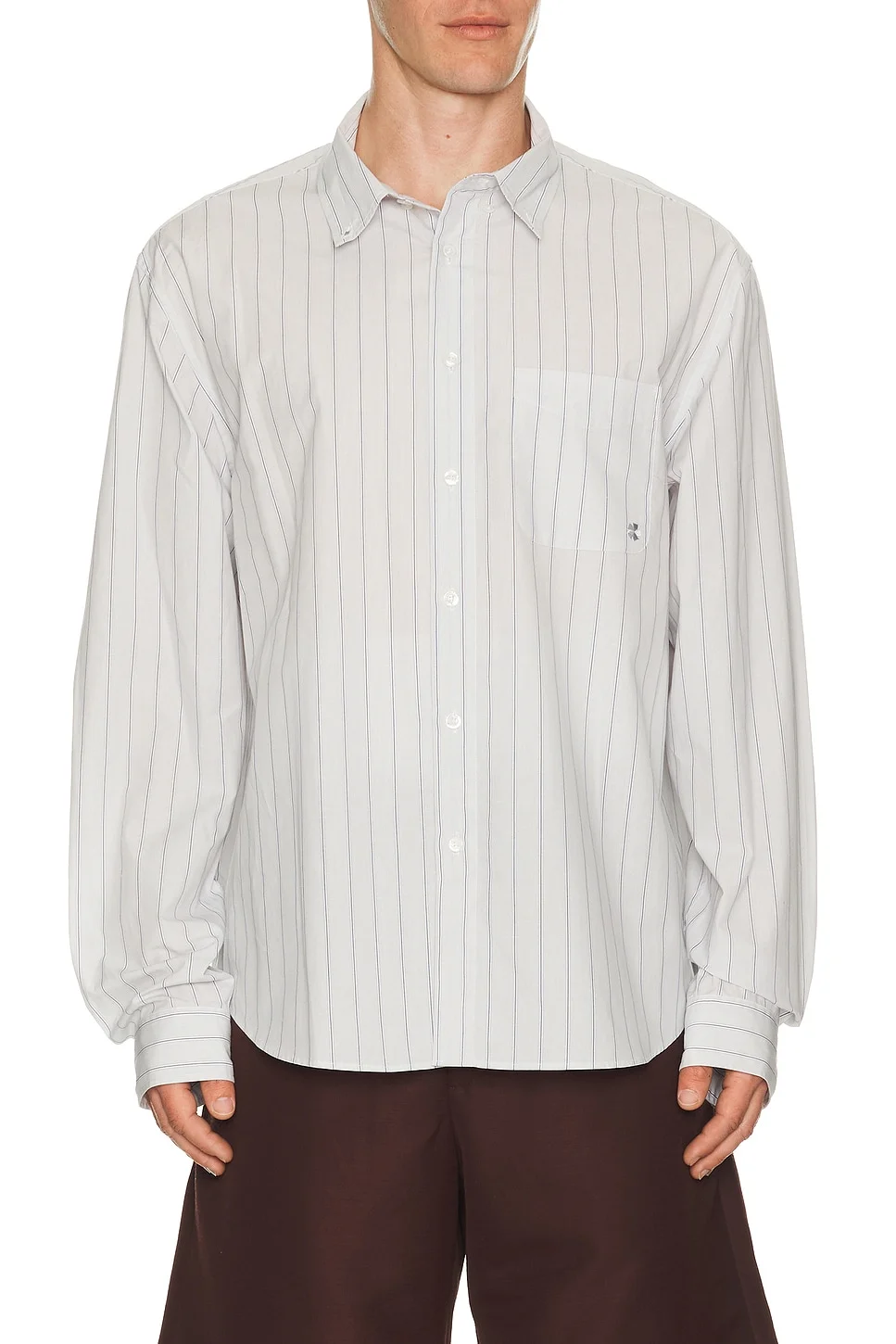 Long Sleeve Striped Button Down Shirt - 1