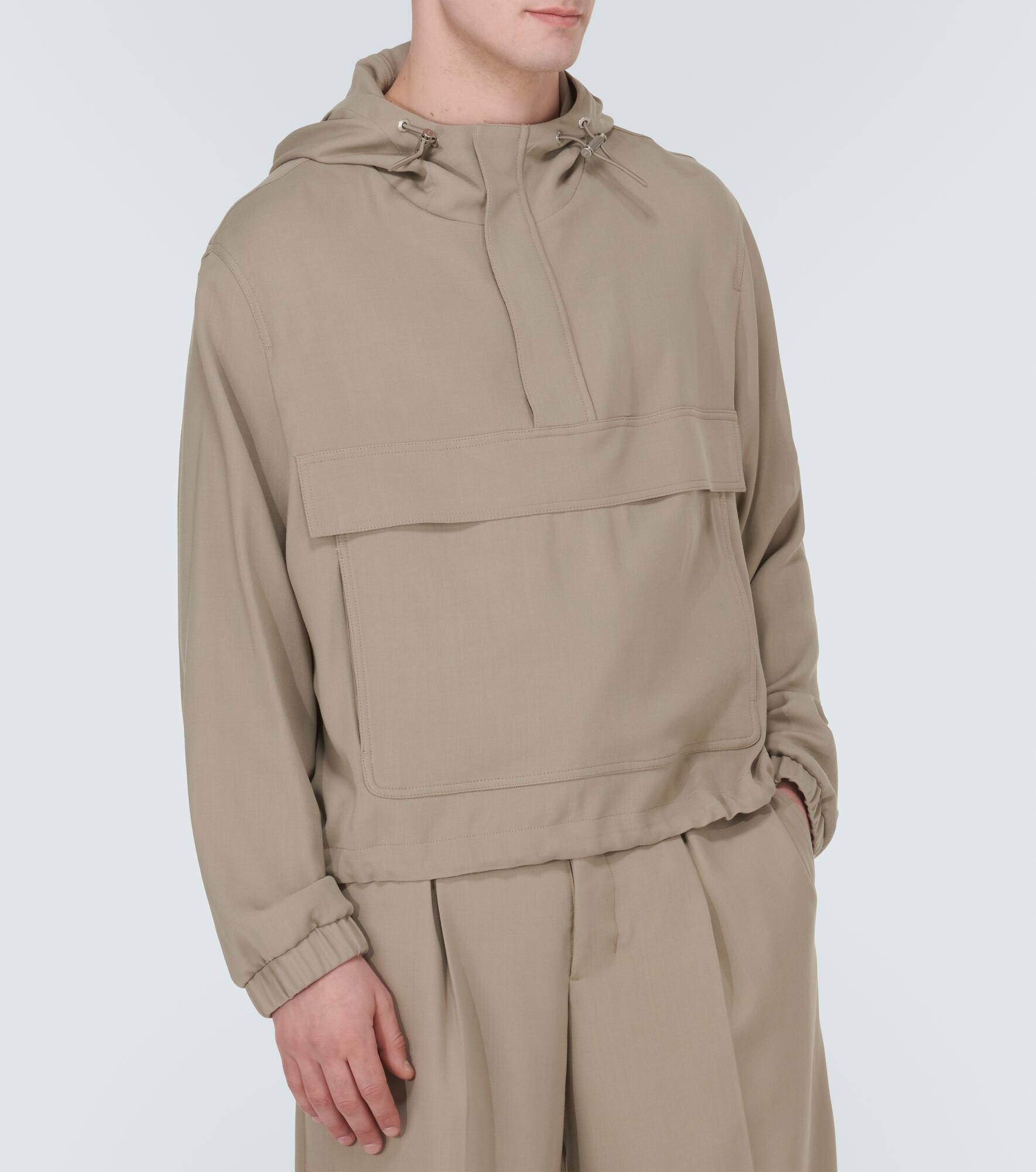 Hooded half-zip twill jacket - 3