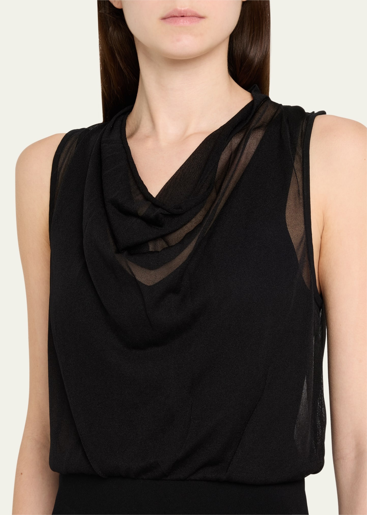 Carmina Sheer Cowl-Neck Tank Top - 5