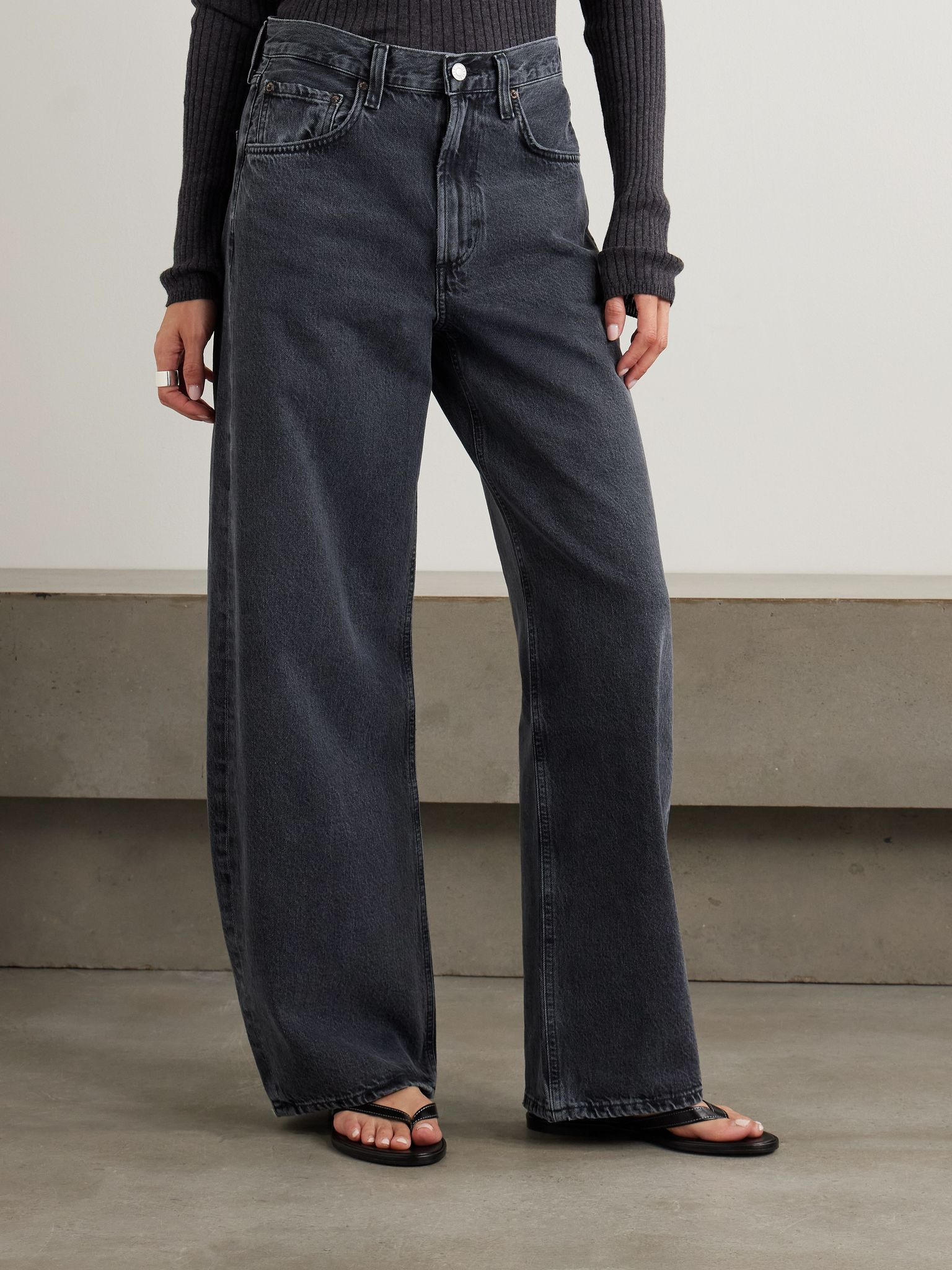 Low Curve mid-rise wide-leg jeans Black - 3