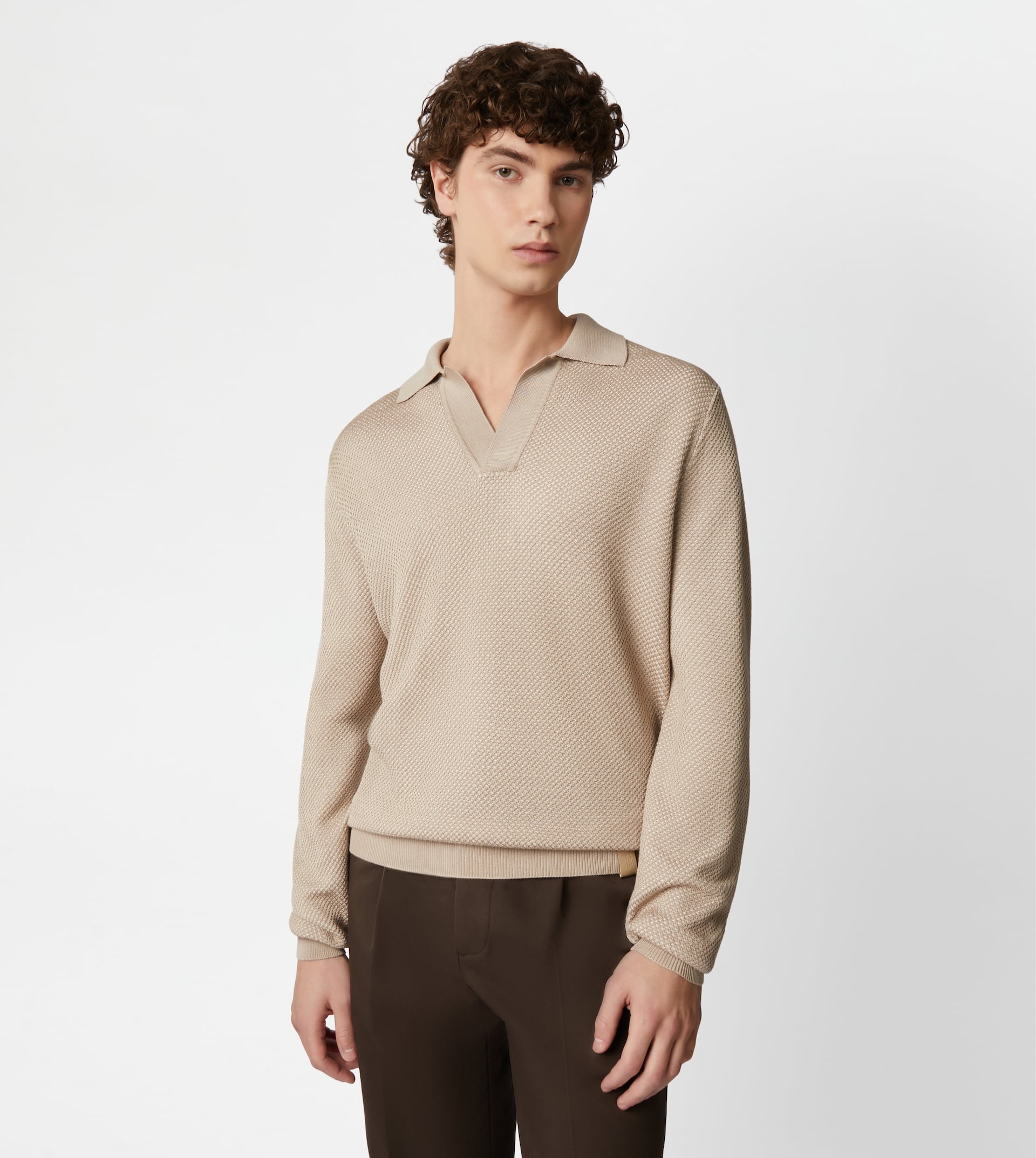POLO SHIRT IN KNIT - BEIGE - 3