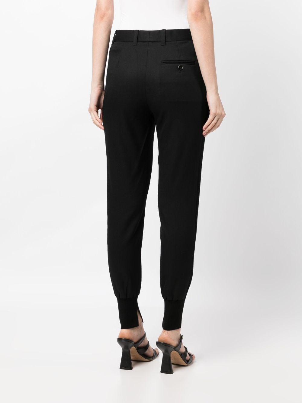 mid-rise wool tapered trousers - 4